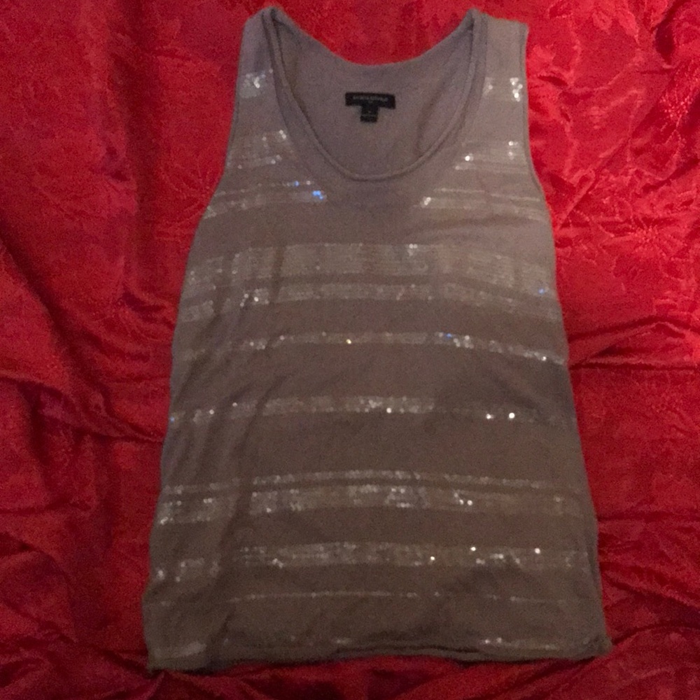 Gray with silver sequins sleeveless shirt